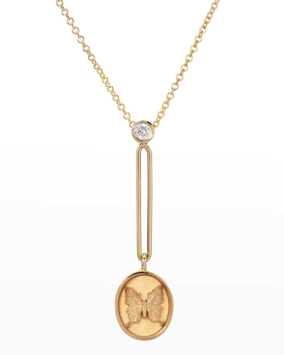 Yellow Gold Butterfly Pendant Necklace